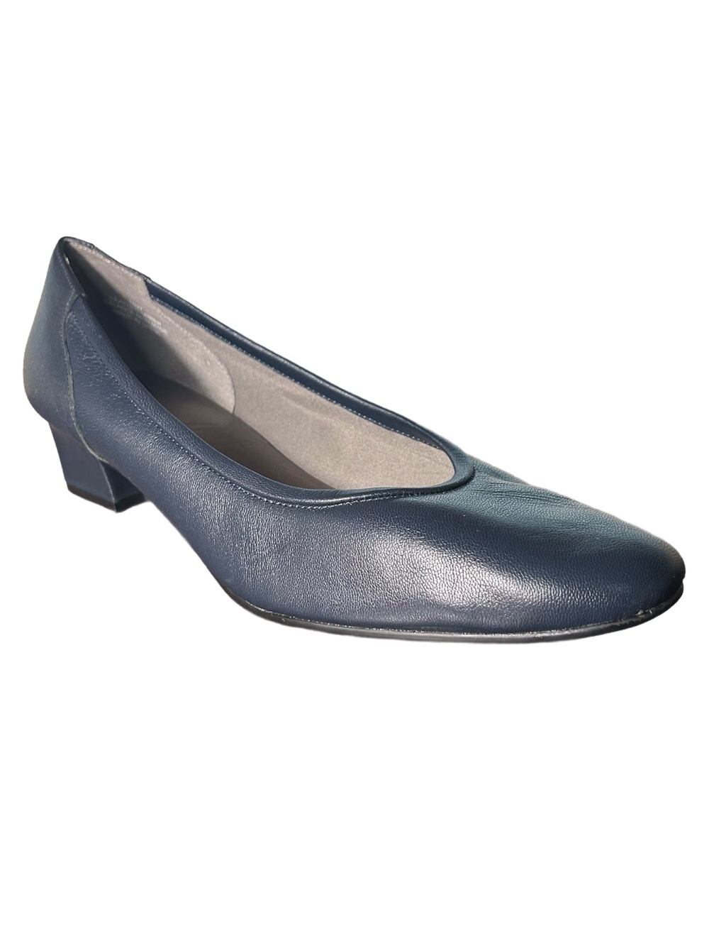 David Tate Heels Size 10 Wide Supreme Classic Navy Leather Low Heel Pump